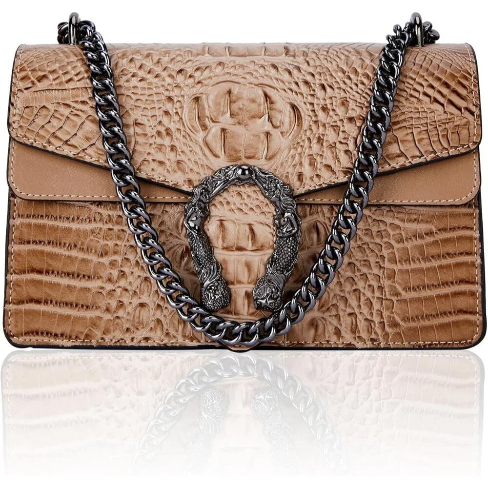 ⚡ Women's Brown Snake Vegan Leather Print Casual Satchel Crossbody Handbag